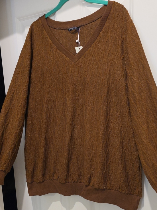 BloomChic Tops - NEW Bloomchic Chocolate Brown Textured Stretchy Knit Top 1x